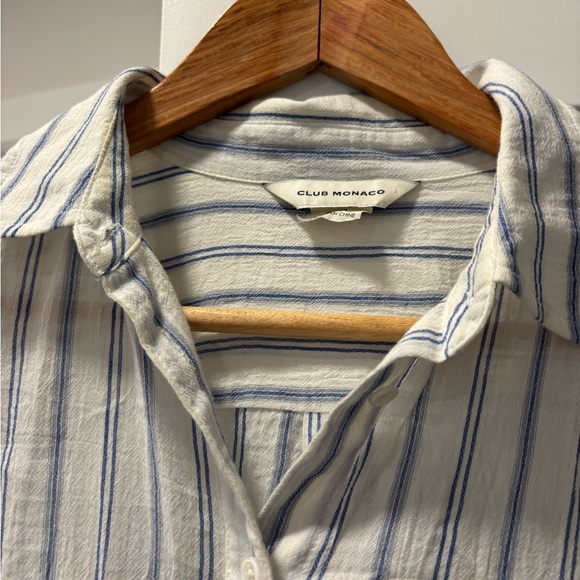 Club Monaco White and Blue Striped Shirt - Picture 2 of 3